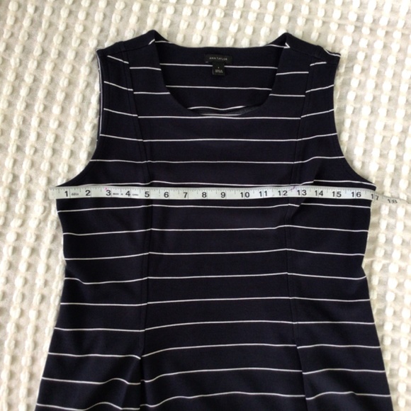 Ann Taylor Navy with White Stripes Sleeveless Top with Pleats Size S - Picture 4 of 4